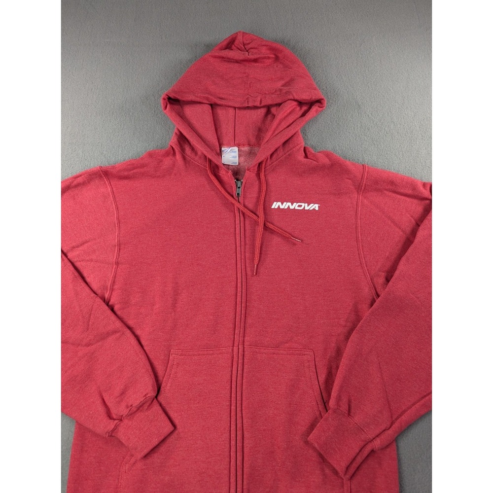 Innova Disc Golf Hoodie Small Red Full Zip Sweatshirt Compass Graphic Team - Picture 7 of 15